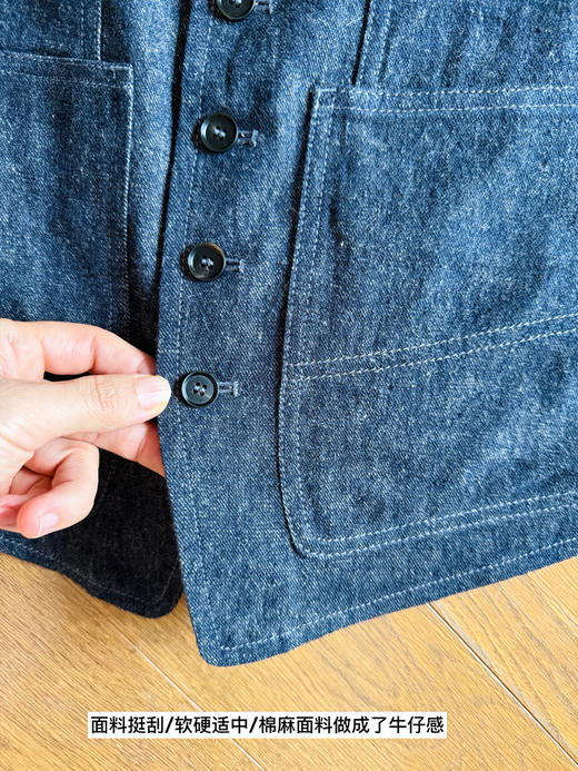 26春-45*R立领亚麻混纺牛仔马甲【包邮+三天无理由退换】 商品图7