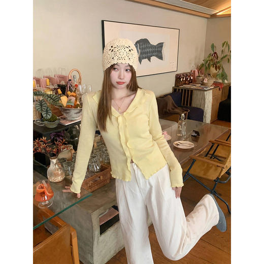 <曾小咸推荐>3.9现货秒杀 ！微信超特价！黄色木耳边针织衫 日常169.99 立减90 秒杀79.99！！ 商品图3