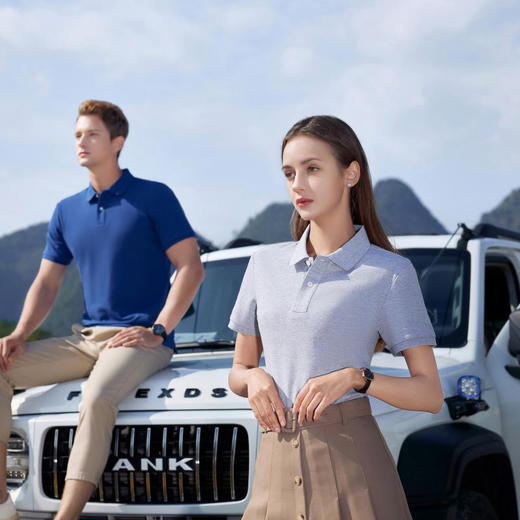 200g纯色大珠地纯棉经典款翻领短袖上衣  XYD-8101 商品图4