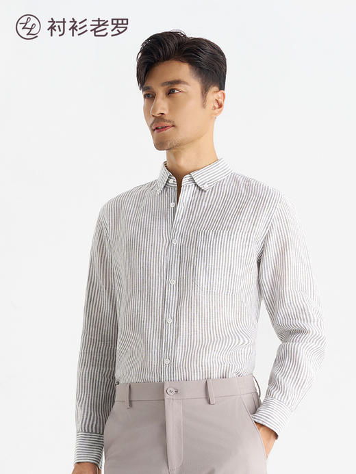【经典09】100%亚麻条纹长袖衬衫265B7F648L[门店专款] 商品图2