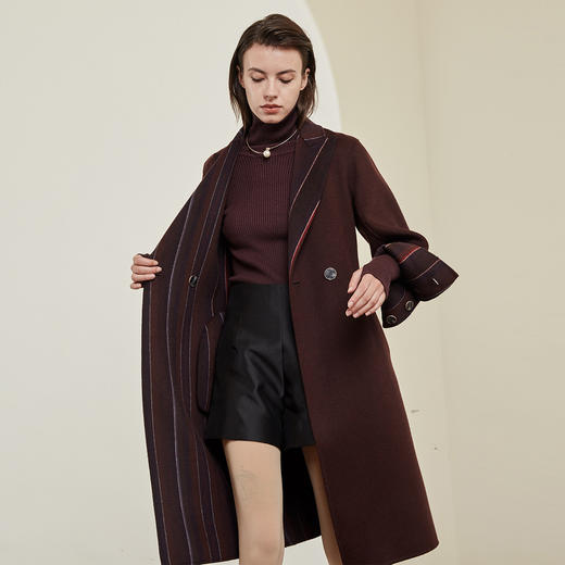 ND92X斯尔丽商场同款[正反两面可穿]时尚干练枪驳领显高羊毛大衣女外套 商品图0