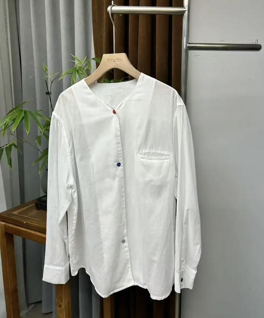 原单彩色扣棉质衬衫 商品图2