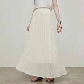 【林栖设计小店】一池涟漪|百搭多色压褶垂感飘逸2026夏新款毛织半身裙1962126