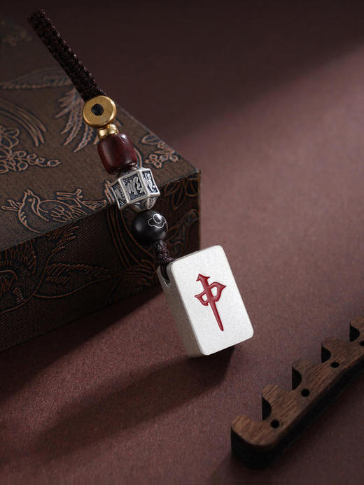 子佩集S999银把把胡钥匙扣【YSK687】纯银小摆件-红中麻将2410 商品图2