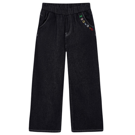 【MQD】童装女大童26春季新款儿童学院风休闲百搭字母印花水洗牛仔裤 商品图4