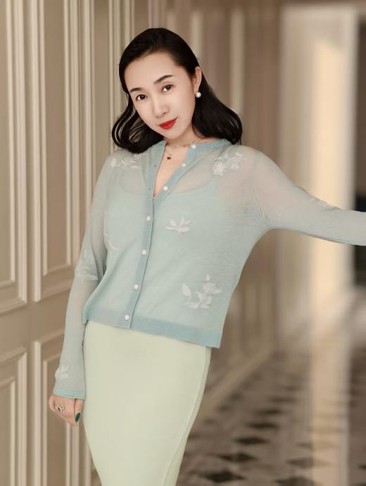 【3.6上新】早春青芜🌸薄荷绿印花100%绵羊毛开衫 商品图1