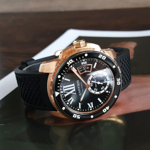 【95新】CARTIER卡地亚W7100052自动机械日期显示42mm（男款）卡利博系列18k玫瑰金/陶瓷刻度表圈300126NJS57 商品图4