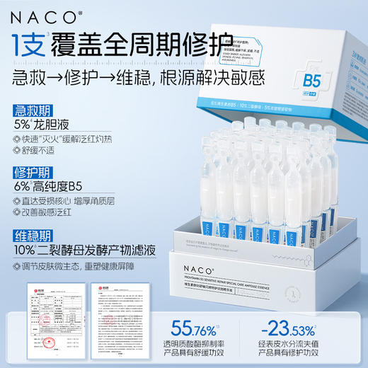 【老客专属福利】NACO维生素原B5舒敏闪修特护次抛精华液30支/盒+玻尿酸水光嫩颜次抛精华液1.2ml*30支 #润肤修复维稳组合装 #褪红热·修敏糙·调肌底 修护敏肌 商品图2