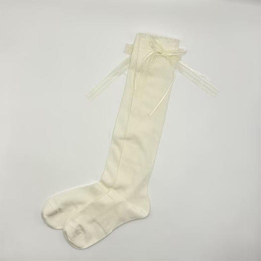 基础-简约蕾丝蝴蝶结竖条小腿袜子-纪念日百货门店同款169643781 商品图1