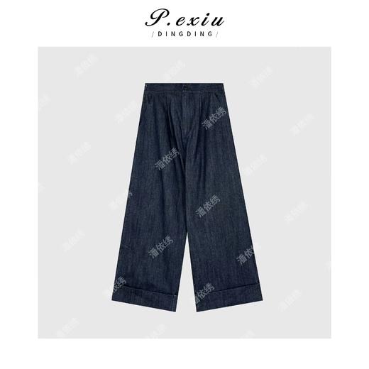 03-2潘依绣丁丁宠粉复古阔腿松紧腰牛仔裤 Q67031 商品图0