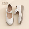 镂空玛丽珍鞋女坡跟真皮浅口单鞋软底舒适妈妈鞋小码女鞋6C9317-22 商品缩略图1