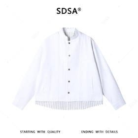 SDSA男装2026新款高贵轻奢假两件立领夹克宽松条纹拼接外套休闲款