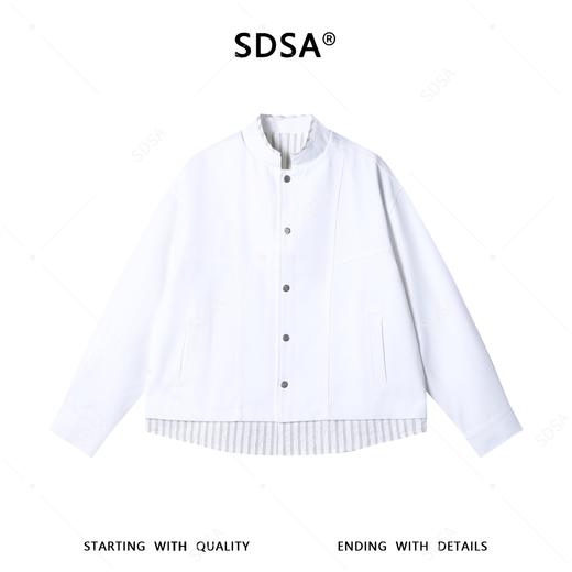 SDSA男装2026新款高贵轻奢假两件立领夹克宽松条纹拼接外套休闲款 商品图0
