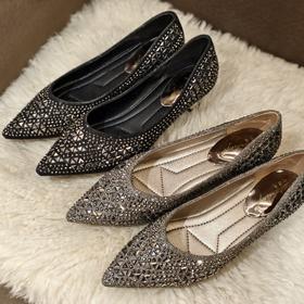 【爆仓！下单3-7天内发货】卷卷紫气质法式满钻优雅高跟鞋尖头单鞋 百搭优雅时尚 拉长腿部线条显高显瘦