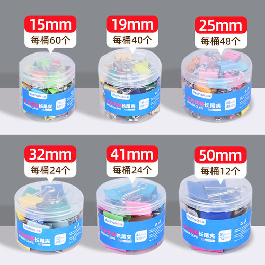 天文省力长尾夹黑色筒装25mm /40个/筒 彩色筒装19mm 40个/筒 商品图2