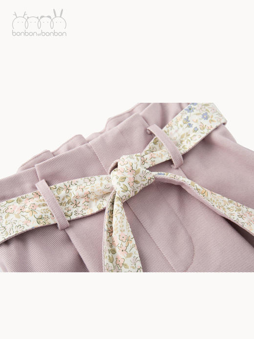 紫灰系带设计短裤 商品图3