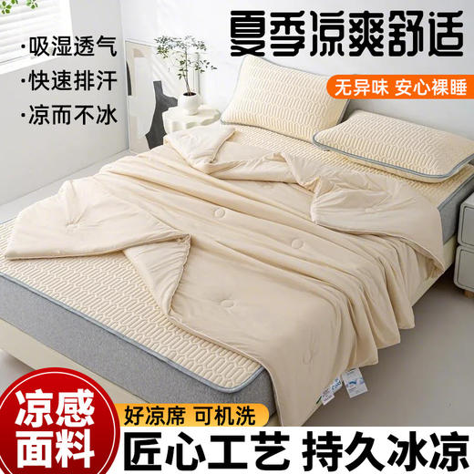 【开启清凉一“夏”❗️夏季冰丝凉席】凉感丝面料制作，多孔纤维结构 增加空气内外循环，舒爽透气不黏腻，床垫保护罩新款床套可水洗宿舍乳胶床单套单L 商品图1