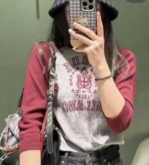 重磅渠道 pr羊绒插肩 七分袖针织衫  100羊绒提花针织 商品图2