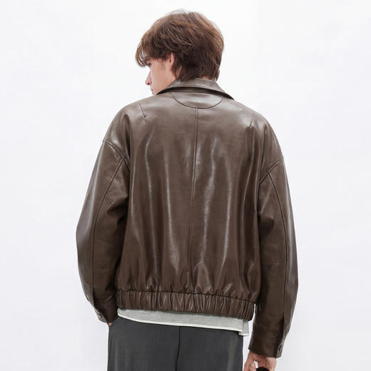 gxg.jeans男装25春热卖翻领PU皮衣美式夹克飞行员外套#J25D211011 商品图3