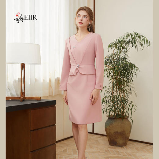 司歌收腰假两件长袖连衣裙春秋气质A921221X 商品图0