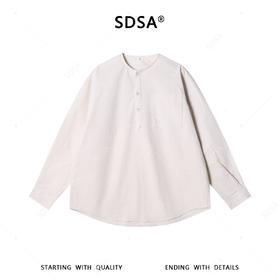 SDSA男装2026新款高贵轻奢宽松慵懒亨利领衬衫通勤百搭套头上衣