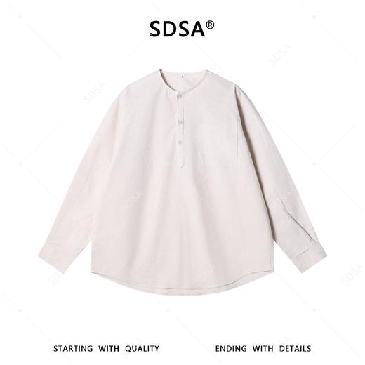 SDSA男装2026新款高贵轻奢宽松慵懒亨利领衬衫通勤百搭套头上衣 商品图0