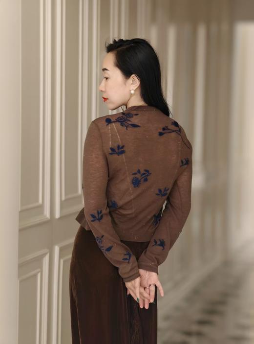 【3.6上新】早春茶烟🌸檀木棕印花100%绵羊毛开衫 商品图13
