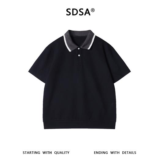 SDSA男装2026新款日系复古肌理Polo重磅撞色领宽松短袖休闲上衣 商品图0