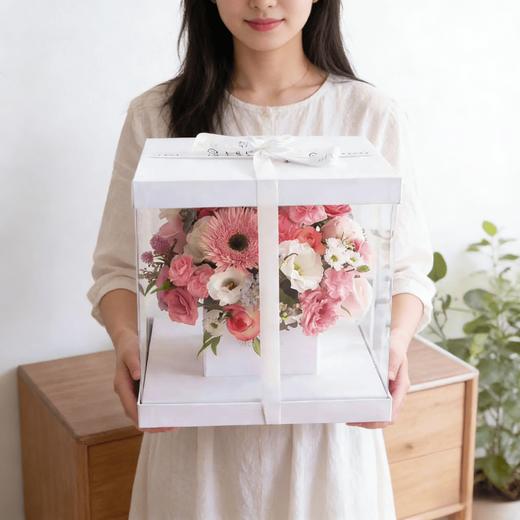 韩式粉绣球正方体鲜花礼盒 商品图8