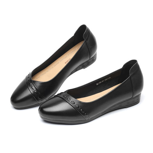 极简风真皮浅口单鞋女低跟软底舒适轻便妈妈鞋黑色通勤鞋X6C134-09 商品图4