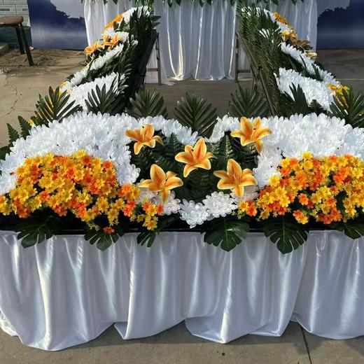仿真花艺＋不锈钢架子＋围布围观花祭台花灵堂布置全套花仿真花殡仪瞻仰花 商品图0