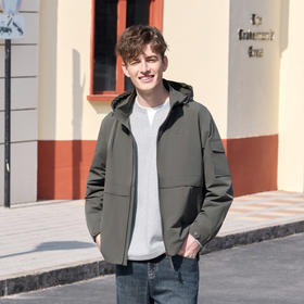 半身缘男装 春季简约防风挡雨帽子可脱卸夹克261112U01310224