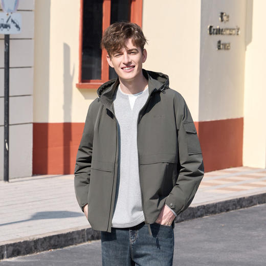 半身缘男装 春季简约防风挡雨帽子可脱卸夹克261112U01310224 商品图0