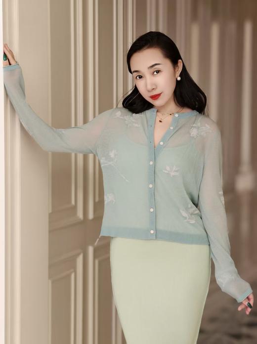 【3.6上新】早春青芜🌸薄荷绿印花100%绵羊毛开衫 商品图4