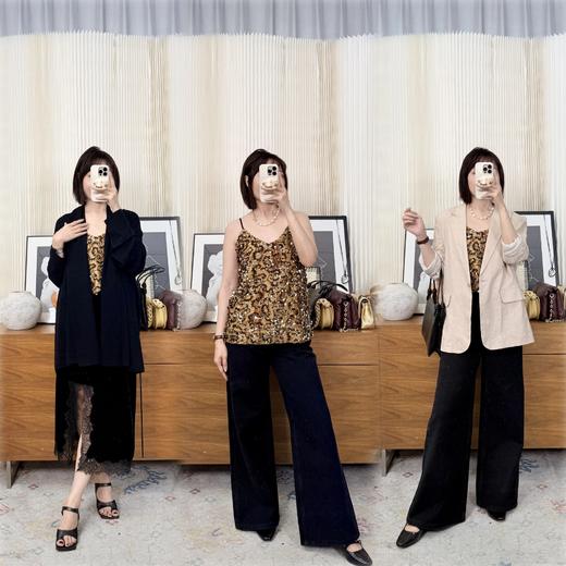 高端局 尽显贵气 V领亮片钉珠吊带背心 金砂色贵气叠buff 可单穿可叠穿 商品图0