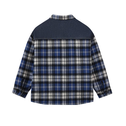 【MQD】童装男大童冬新款儿童休闲保暖百搭上衣格纹夹棉衬衫外套 商品图1