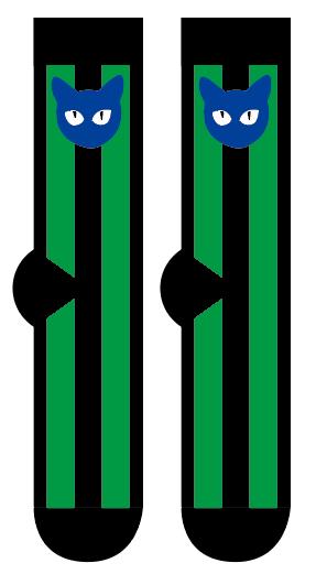 喵内袜子 绿黑竖条bj 商品图0