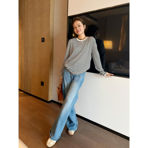 2603115    “松弛女王”条纹上衣 真丝羊绒 商品图1