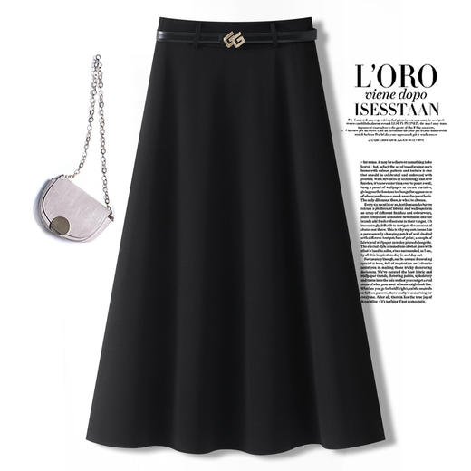 「自」全新升级【铂金会员146/天猫199/差价53】(11151)洛诗琳气质通勤高腰半身裙2026春季新款显瘦A字大摆中长裙 商品图1