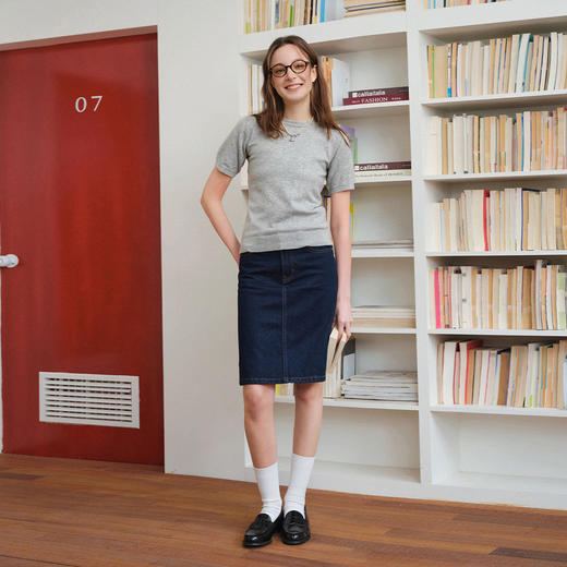 714street正肩合身收腰圆领针织衫2026夏季老钱风休闲短袖T恤女款 商品图3