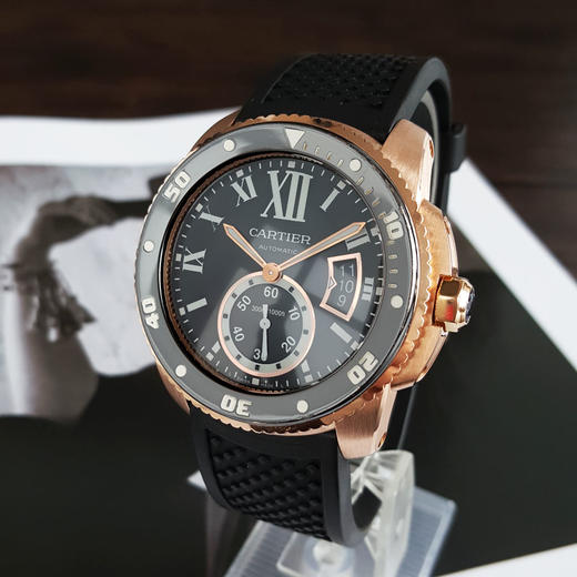 【95新】CARTIER卡地亚W7100052自动机械日期显示42mm（男款）卡利博系列18k玫瑰金/陶瓷刻度表圈300126NJS57 商品图1