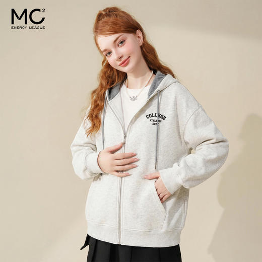 女装撞色连帽双帽绳卫衣开衫-6862W5232024 商品图0