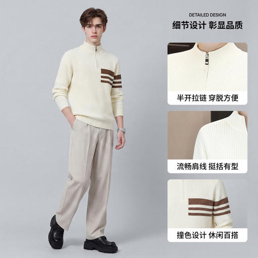 【不易变形】圣得西男士薄款针织衫2026新款春季半拉链休闲毛衣 商品图4