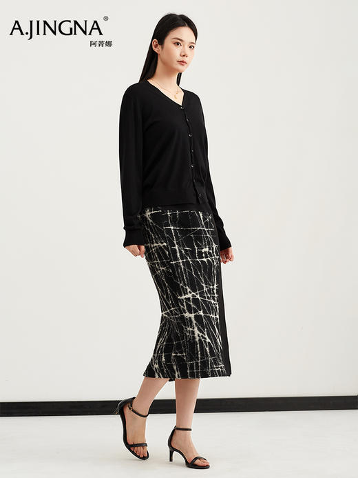 【美丽诺】阿菁娜春季新款纺美丽诺羊毛开衫超细软糯亲肤可贴身穿透气垂坠极简轻奢质感F31C318002 商品图1