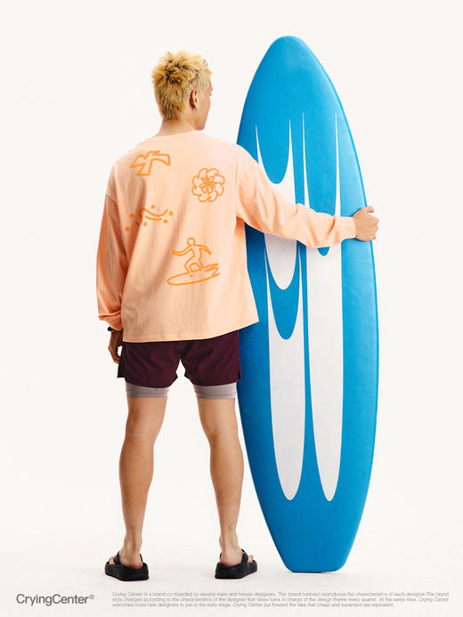 CryingCenter 海洋图腾轻薄竹节棉长袖T恤运动跑步冲浪海边穿搭 商品图2