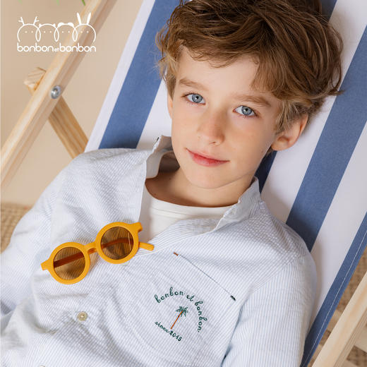 绣花细节条纹衬衫/短裤 商品图1