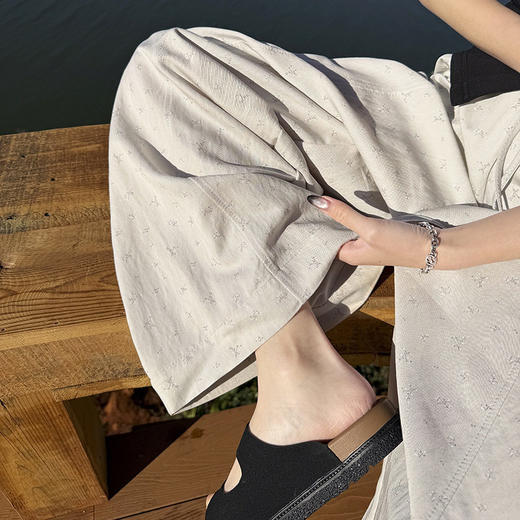 松紧高腰绑带小碎花弯刀阔腿裤2026春季新款韩系垂感宽松显瘦长裤   NDK-J2995 商品图2