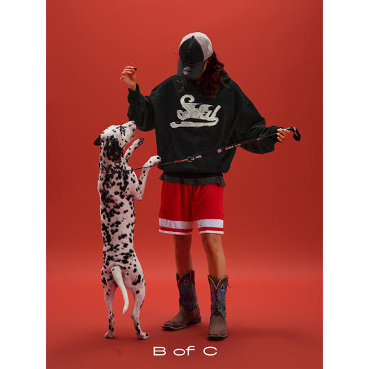 CryingCenter联名bofc Soul贴布绣洗水破坏做旧boxy复古连帽卫衣 商品图3