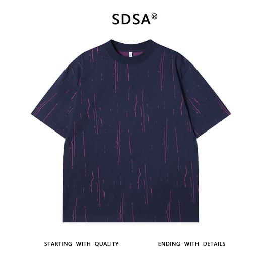 夏季高级感新款男士美式磨破倒三角圆领短袖T恤宽松潮流宽松上衣 商品图0