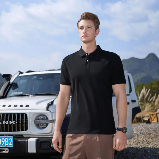 200g纯色大珠地纯棉经典款翻领短袖上衣  XYD-8101 商品图11